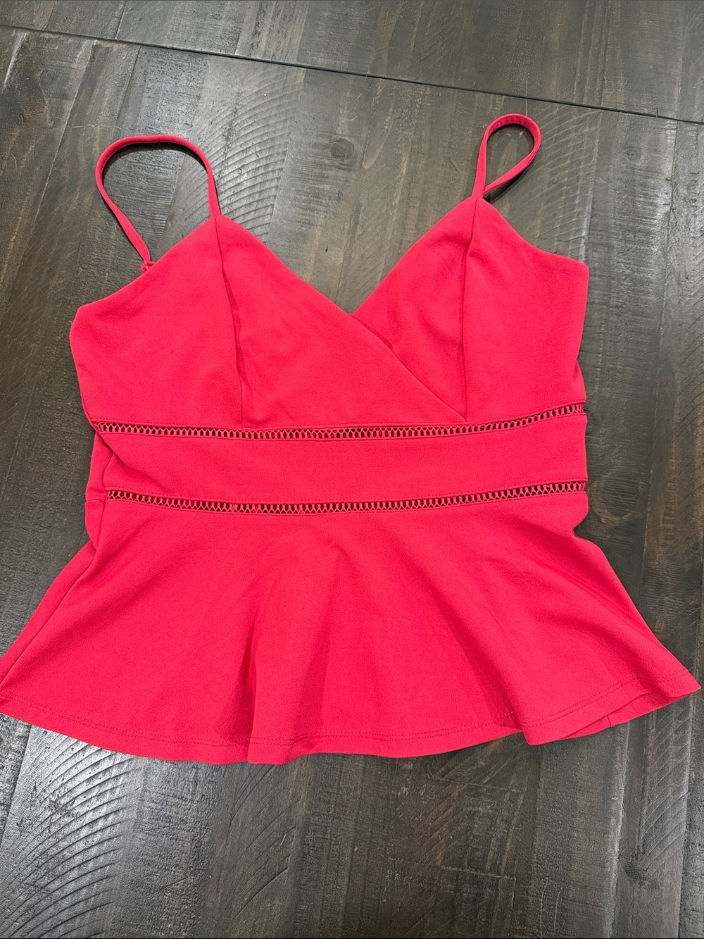 Pink Peplum Camisole Top V-neck Peplum Top Size Large